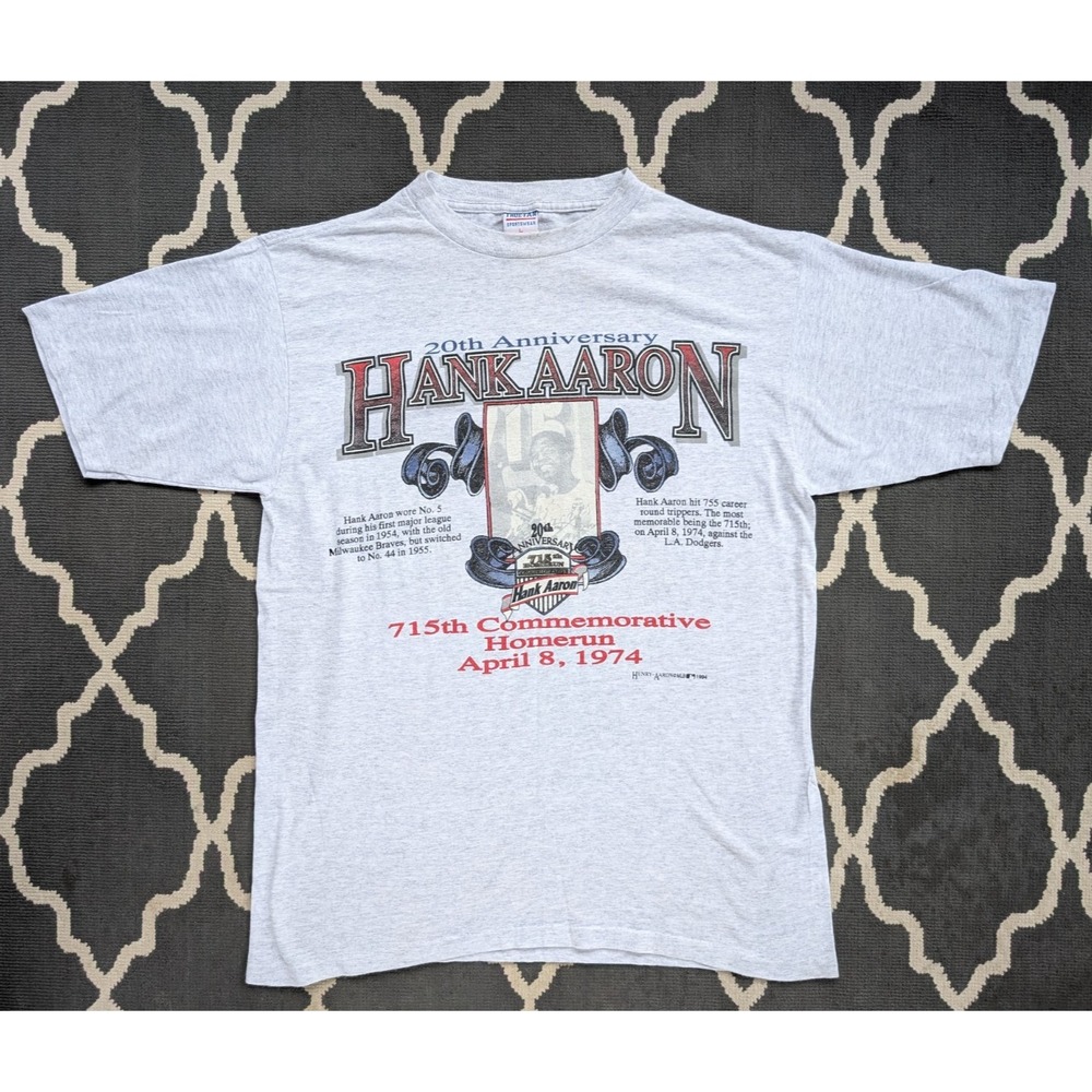 Vintage Hank Aaron Shirt Mens Large 20th Anniversary 1994 MLB 715 Home‎ Runs